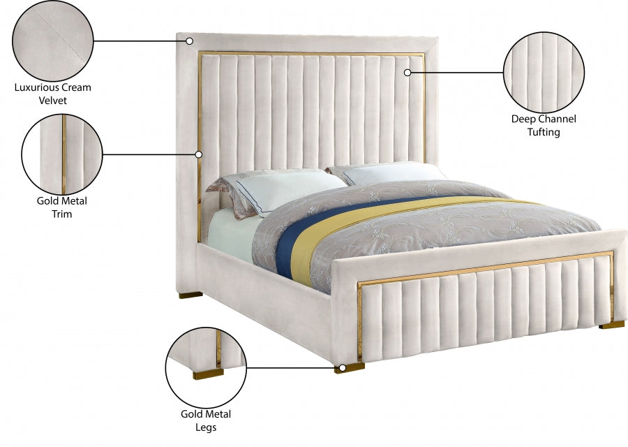 Dolce Velvet Queen Queen Bed (3 Boxes) Cream - DolceCream-Q