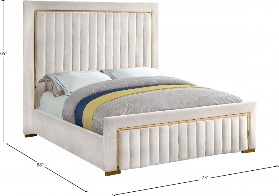 Dolce Velvet Queen Queen Bed (3 Boxes) Cream - DolceCream-Q