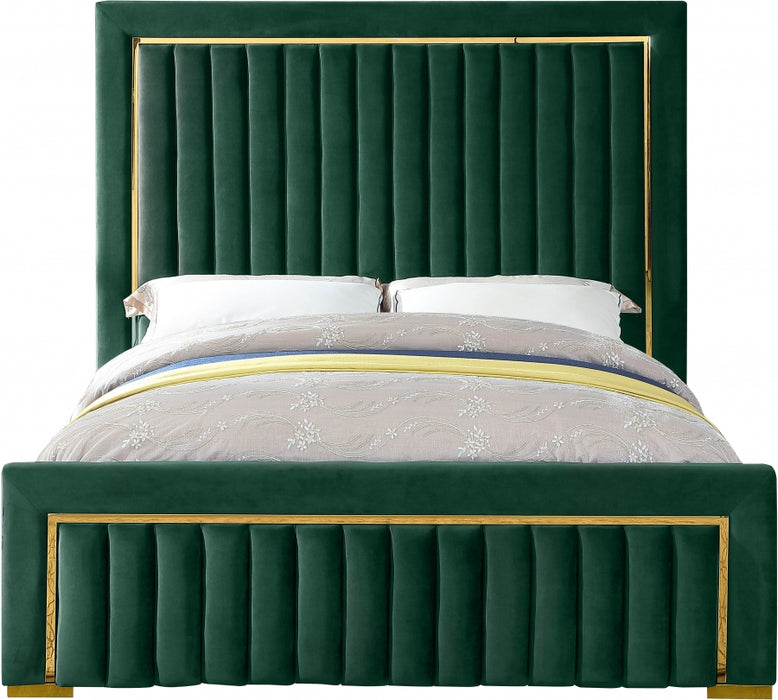 Dolce Velvet Queen Queen Bed (3 Boxes) Green - DolceGreen-Q