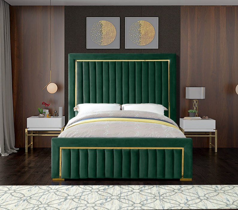 Dolce Velvet Queen Queen Bed (3 Boxes) Green - DolceGreen-Q