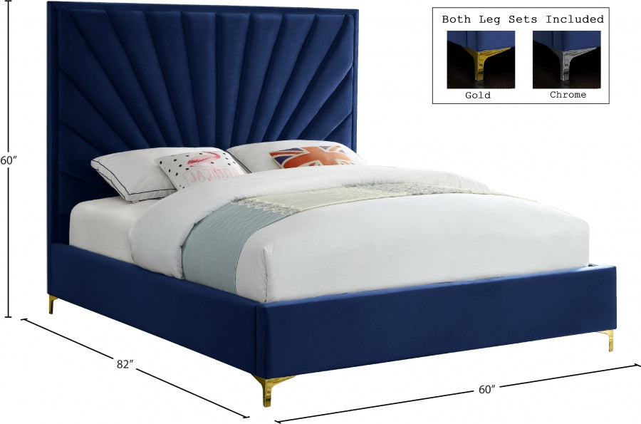 Eclipse Velvet Full Bed Blue - EclipseNavy-F