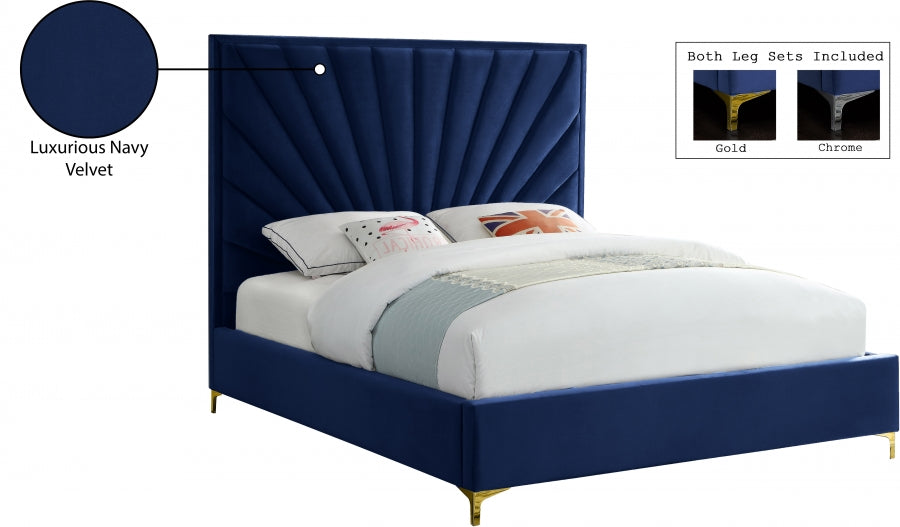 Eclipse Velvet Full Bed Blue - EclipseNavy-F