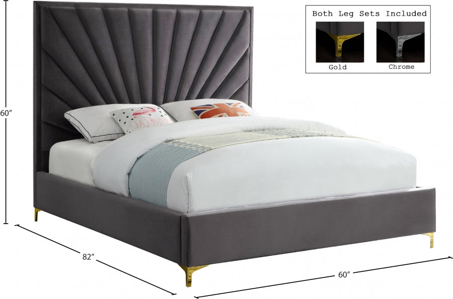 Eclipse Velvet Full Bed Grey - EclipseGrey-F