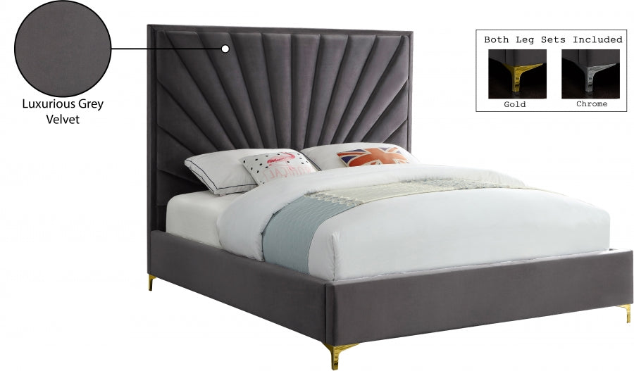 Eclipse Velvet Full Bed Grey - EclipseGrey-F