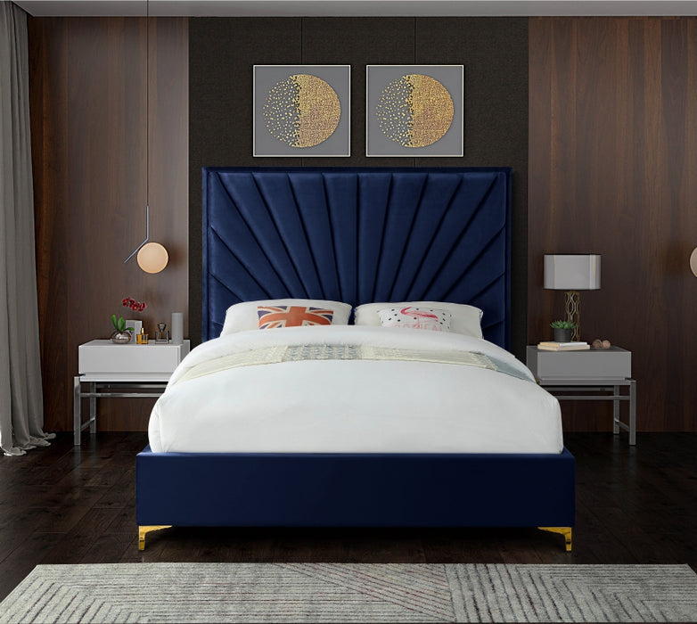 Eclipse Velvet Queen Bed Blue - EclipseNavy-Q