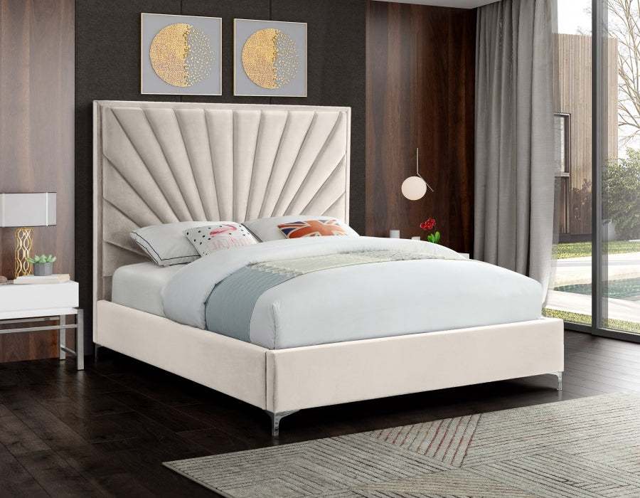 Eclipse Velvet Queen Bed Cream - EclipseCream-Q