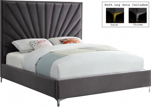 Eclipse Velvet Queen Bed Grey - EclipseGrey-Q