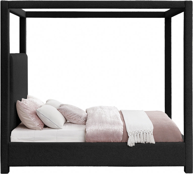 Eden Boucle Fabric Queen Bed (3 Boxes) Black - EdenBlack-Q