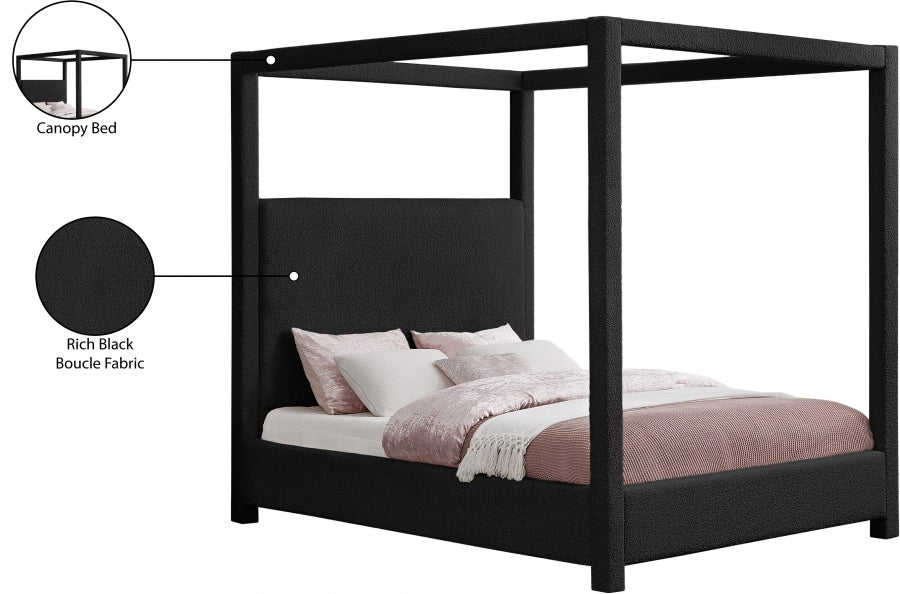 Eden Boucle Fabric Queen Bed (3 Boxes) Black - EdenBlack-Q