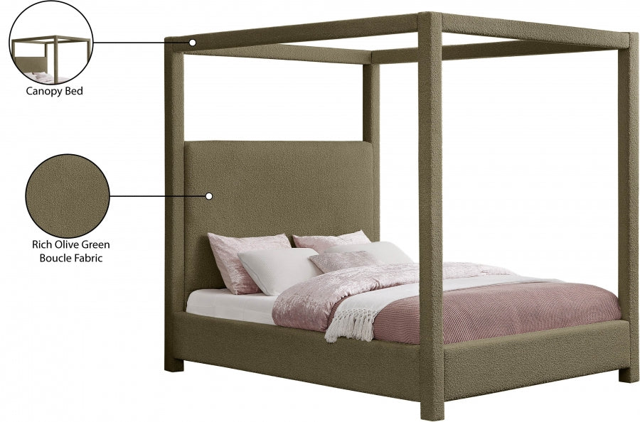 Eden Boucle Fabric Queen Bed (3 Boxes) Olive - EdenOlive-Q