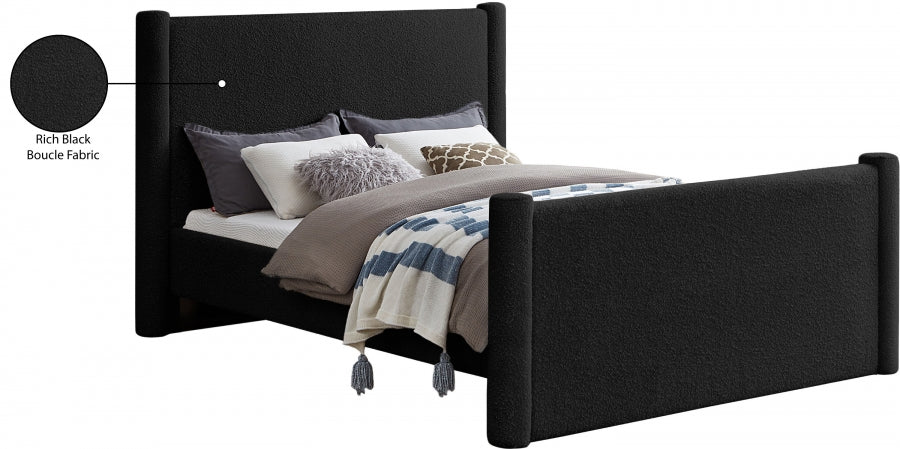 Elias Boucle Fabric Full Bed Black - B1299Black-F