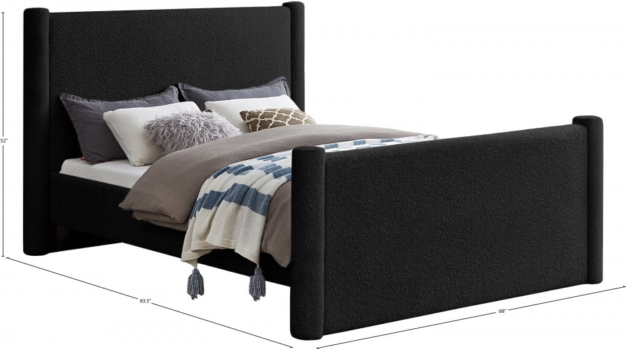 Elias Boucle Fabric Full Bed Black - B1299Black-F