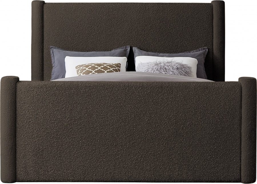 Elias Boucle Fabric Full Bed Brown - B1299Brown-F