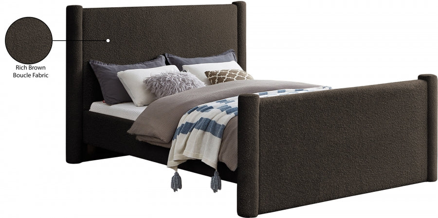 Elias Boucle Fabric King Bed Brown - B1299Brown-K