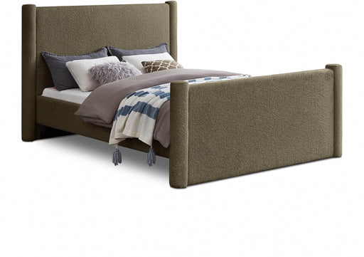 Elias Boucle Fabric King Bed Olive - B1299Olive-K