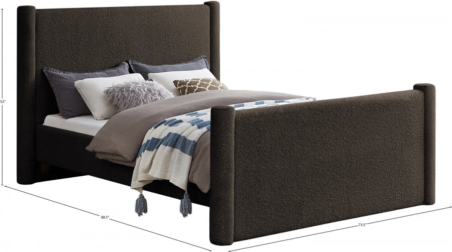 Elias Boucle Fabric Queen Bed Brown - B1299Brown-Q