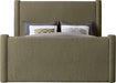 Elias Boucle Fabric Queen Bed Olive - B1299Olive-Q