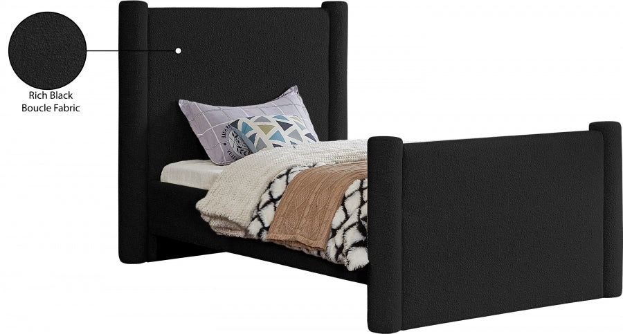 Elias Boucle Fabric Twin Bed Black - B1299Black-T