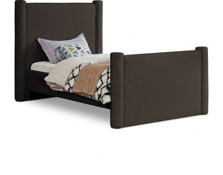 Elias Boucle Fabric Twin Bed Brown - B1299Brown-T