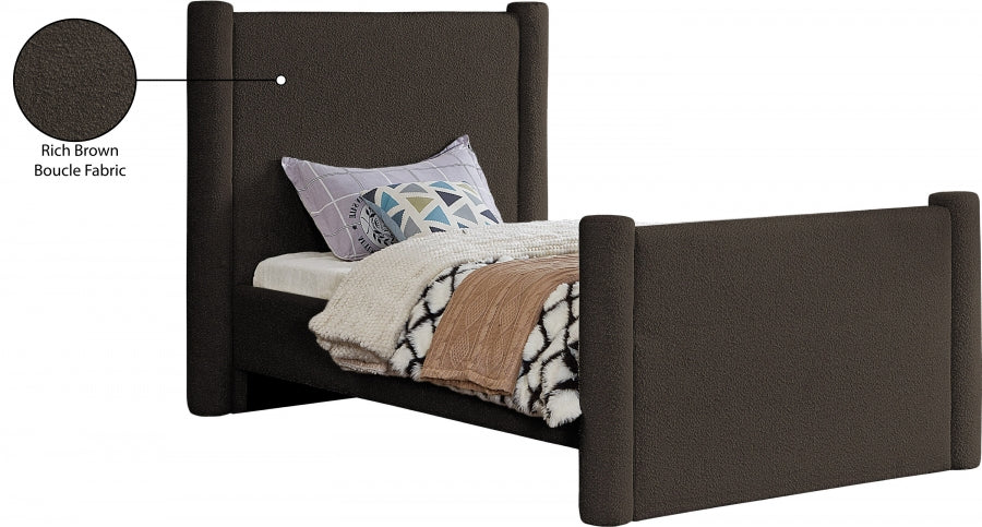 Elias Boucle Fabric Twin Bed Brown - B1299Brown-T