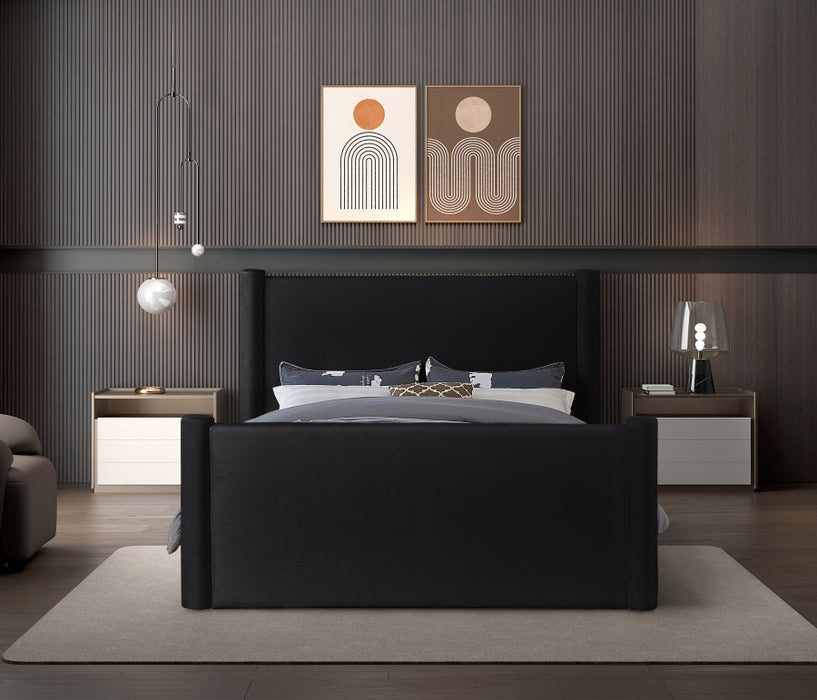 Elias Velvet King Bed Black - B1298Black-K