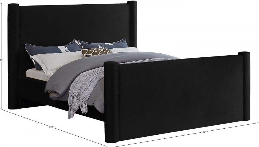 Elias Velvet King Bed Black - B1298Black-K