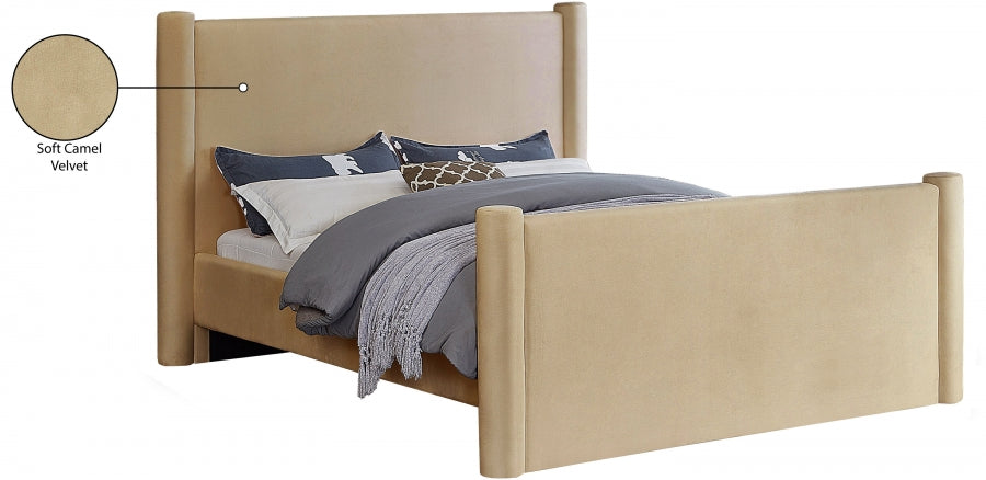 Elias Velvet King Bed Camel - B1298Camel-K