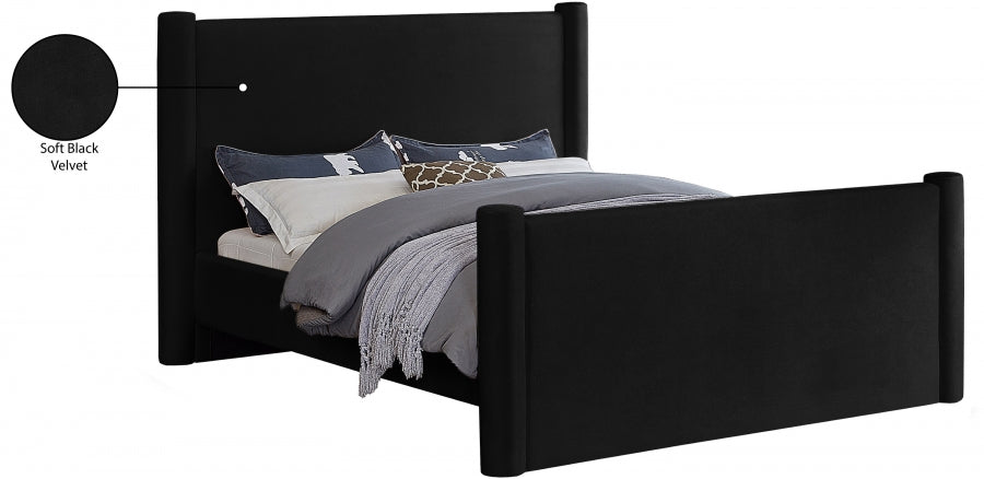 Elias Velvet Queen Bed Black - B1298Black-Q