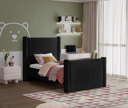 Elias Velvet Twin Bed Black - B1298Black-T