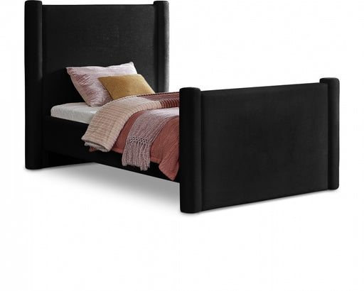 Elias Velvet Twin Bed Black - B1298Black-T