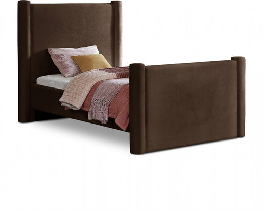 Elias Velvet Twin Bed Brown - B1298Brown-T