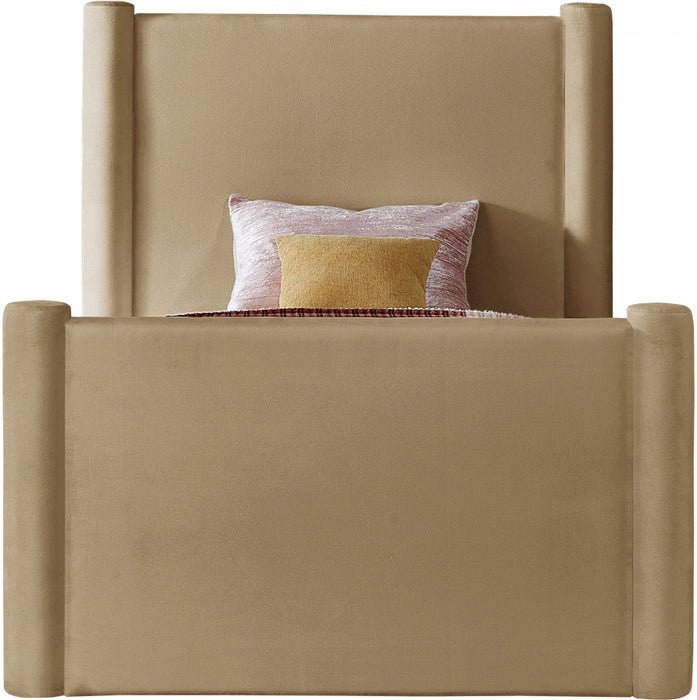 Elias Velvet Twin Bed Camel - B1298Camel-T