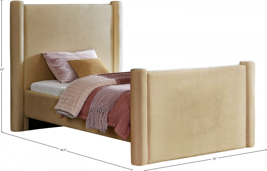 Elias Velvet Twin Bed Camel - B1298Camel-T