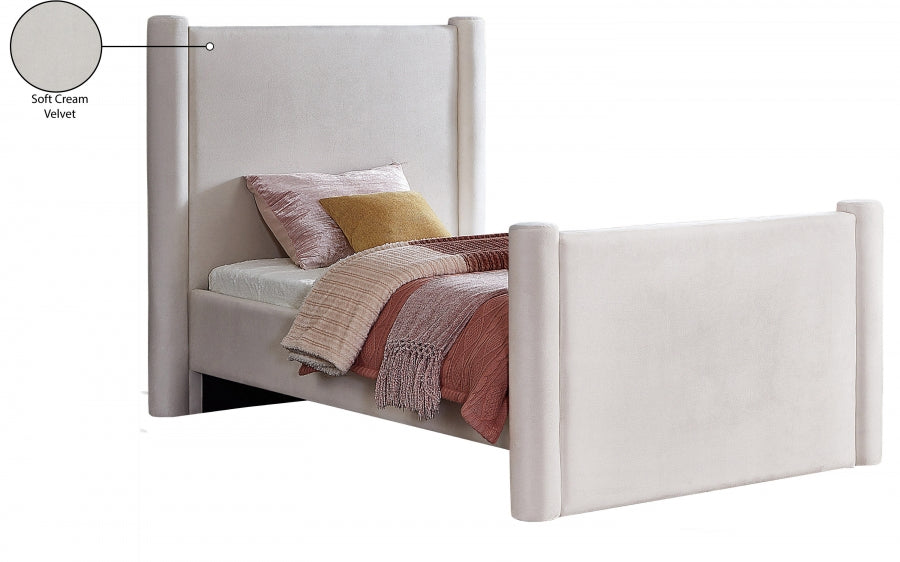 Elias Velvet Twin Bed Cream - B1298Cream-T