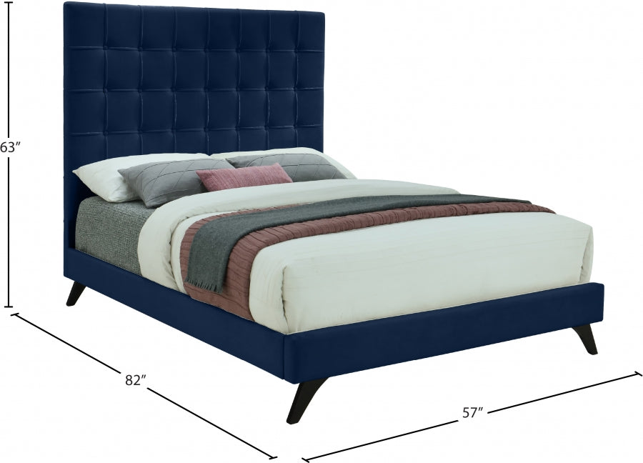 Elly Velvet Full Bed Blue - EllyNavy-F