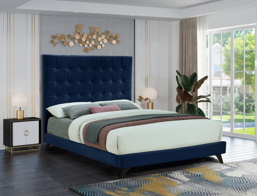 Elly Velvet Full Bed Blue - EllyNavy-F