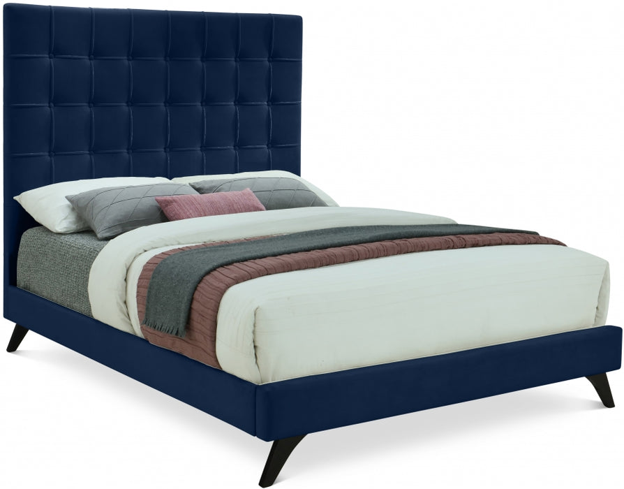 Elly Velvet Full Bed Blue - EllyNavy-F