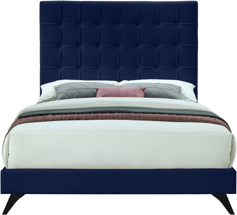 Elly Velvet Full Bed Blue - EllyNavy-F