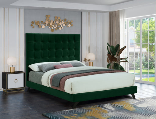 Elly Velvet Full Bed Green - EllyGreen-F