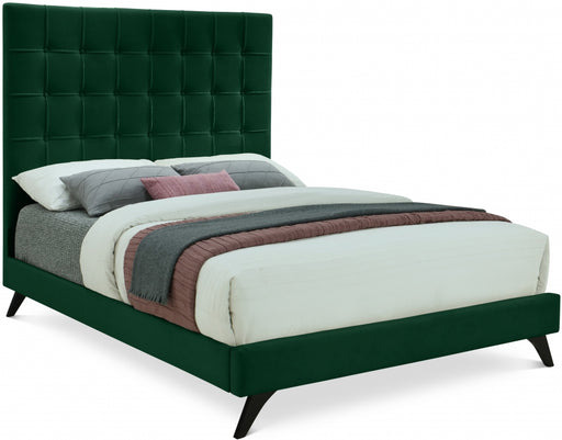 Elly Velvet Full Bed Green - EllyGreen-F