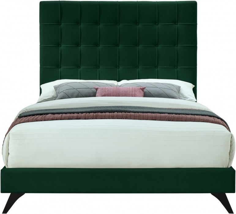 Elly Velvet Full Bed Green - EllyGreen-F