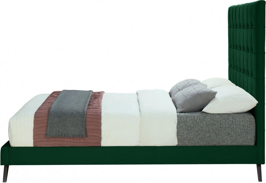 Elly Velvet Full Bed Green - EllyGreen-F