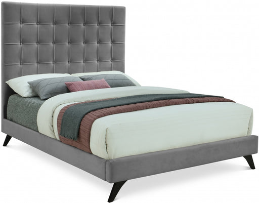 Elly Velvet Full Bed Grey - EllyGrey-F