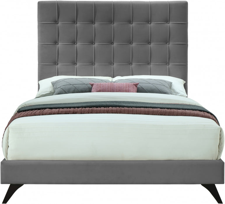 Elly Velvet Full Bed Grey - EllyGrey-F