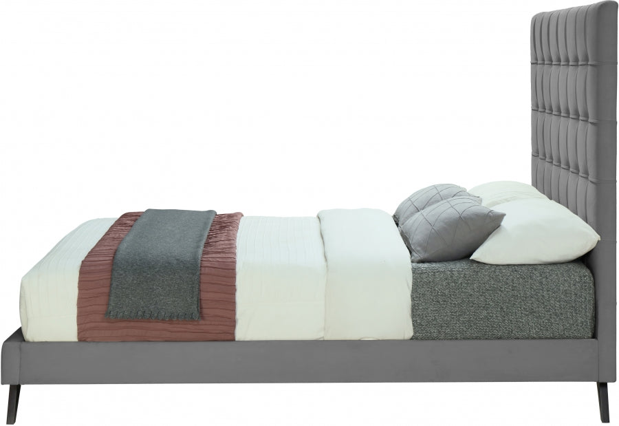 Elly Velvet Full Bed Grey - EllyGrey-F