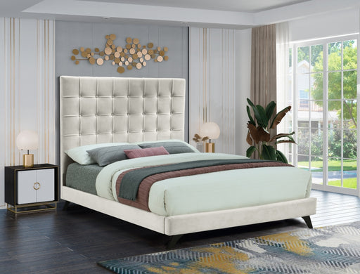 Elly Velvet King Bed Cream - EllyCream-K