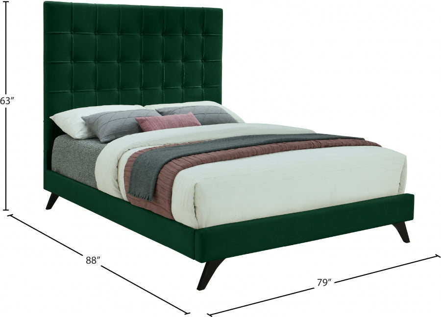 Elly Velvet King Bed Green - EllyGreen-K