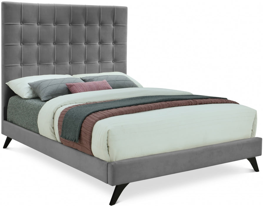 Elly Velvet King Bed Grey - EllyGrey-K