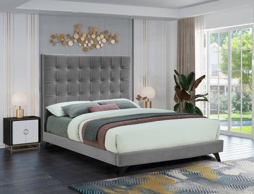 Elly Velvet Queen Bed Grey - EllyGrey-Q