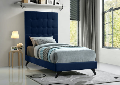 Elly Velvet Twin Bed Blue - EllyNavy-T